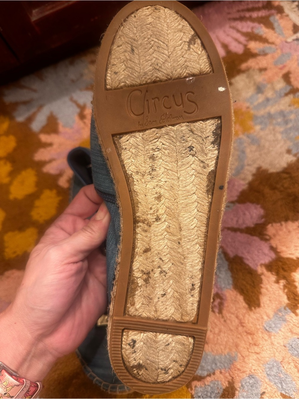 Circus by Sam Edelman Bee & Crown Espadrille Flats Denim Blue Sz 9.5 Embroidered - Picture 8 of 10